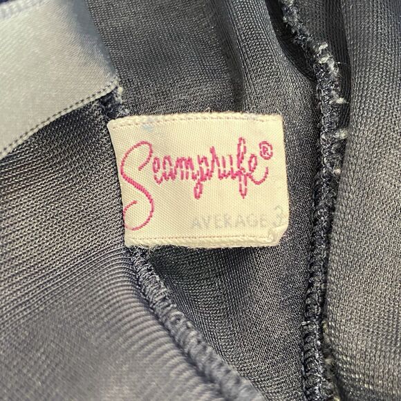 Vintage 50s Navy Lace & Nylon Chiffon Crystal Pleated Full Slip Dress Size S - Picture 8 of 9